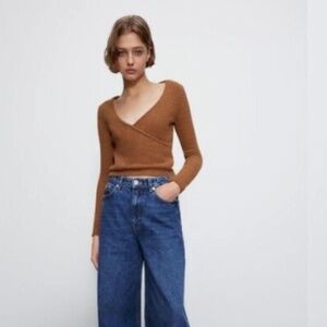 Zara Light Brown Wrap Sweater